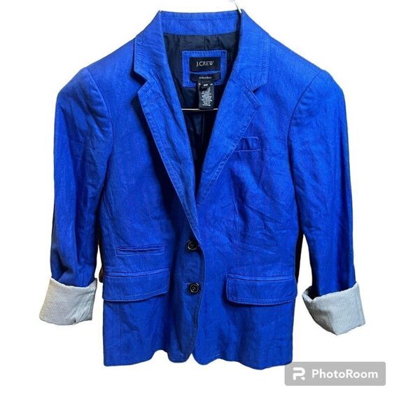 J.CREW Schoolboy Blazer in Herringbone Blue Sz 00 - Picture 1 of 4